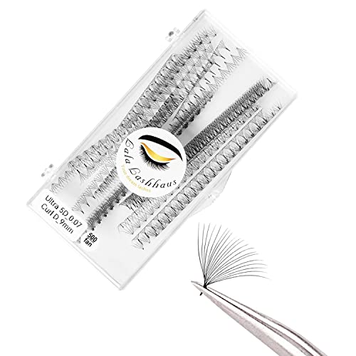 Lala Lashhaus 500 Fans Promade Ultra Speed Lashes | 3D/5D/6D/7D/8D/9D/10D/12D 0.05/0.07 Thickness Size 8-16 mm Length C/D Curl | Handmade Promade Lash Fans Volume Mink (7D,0.07,C,12 mm)