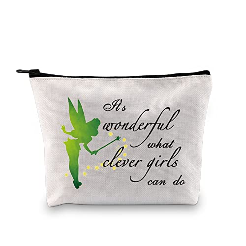 VAMSII Fairy Pixie Makeup Bag Fairy Wings Movie Fans Zipper Bag It's Wonderful What Clever Girls Can Do Pouch (clever girls)