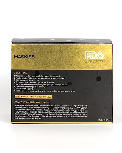 Maskiss 24k Gold Under Eye Patches (15 Pairs), eye mask, Collagen Skin Care Products, Eye Patches for Puffy Eyes, eye masks for dark circles and puffiness