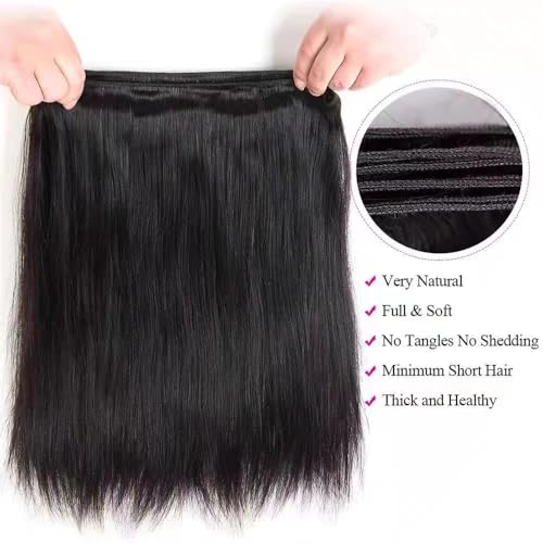 JTMMP Human Hair Bundles 16 18 20 inch Straight Bundles Unprocessed Brazilian Virgin Straight Human Hair Bundles Deals Extensions Weave Human Hair Natural Color for Woman