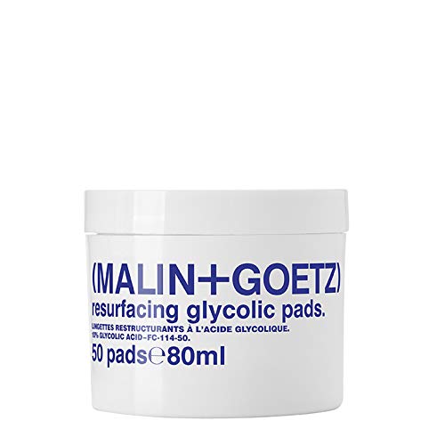 Malin + Goetz Resurfacing Glycolic Pads, 50 Pads— Glycolic Acid Facial Exfoliant Pads, Daily Cleansing Pads to Smooth Lines, All Skin Types, Vegan & Cruelty Free