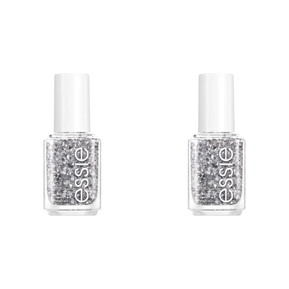 essie Nail Polish, Glossy Shine Silver Glitter, Set in Stones, 0.46 Fl Oz (Pack of 2)