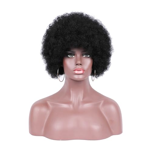 Kavsni Afro Curly Wigs for Black Women 70's Wigs for Daily Party Cosplay Costume Halloweeen Black Afro Wigs (1B)