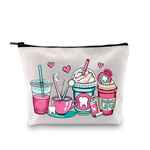 GJTIM Dentist Gift Dental Life Cosmetic Bag Nursing Dental Hygienist Gift Dental Assistant Gift Dental Graduation Zipper Pouch (Dental Life Cup)