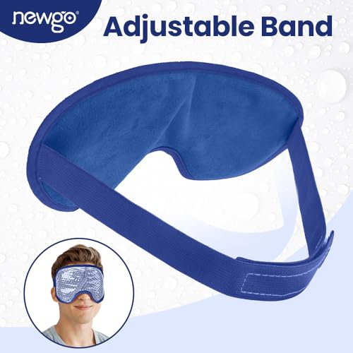 NEWGO Cooling Eye Mask Eye Ice Pack Cold Eye Mask for Puffy Eyes, Post Eye Surgery, Tired Eyes, Reusable Gel Eye Mask for Dark Circles, Migraines, Stress Relief, Itchy Eyes - Navy Blue