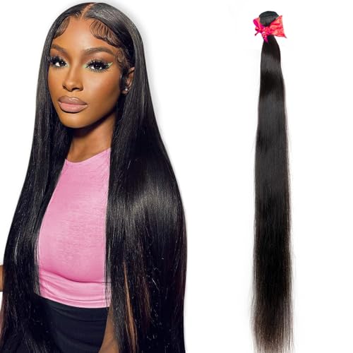 FDX 10A Brazilian Straight Single Bundles Human Hair 30 Inch 1 Bundle Straight Human Hair Bundles Weave 100% Unprocessed Virgin Human Hair Raw Remy Hair Bundles Deals 1B Natural Black