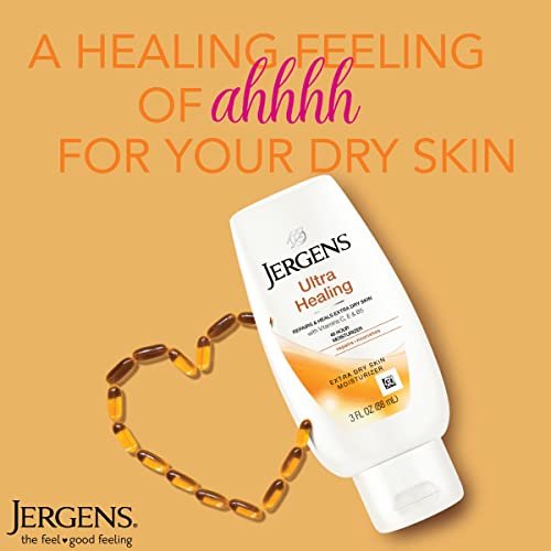 Jergens Ultra Healing Dry Skin Moisturizer, Body and Hand Lotion, for Long Lasting Skin Hydration, with HYDRALUCENCE blend, 3 Fl Oz (Pack of 3)