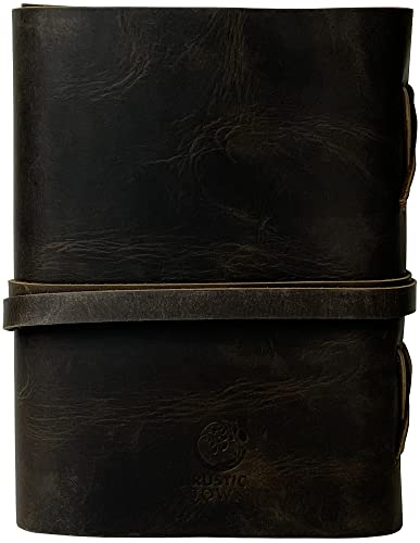 RUSTIC TOWN Leather Journal to Write in - Genuine Leather Notebook Diary for Men Women - Handmade Leather Notebook Journal - Gift for Writers Artist Poet Him Her