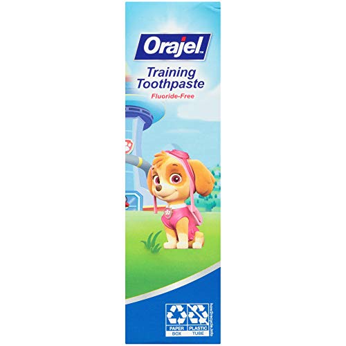 Orajel Kids Paw Patrol Fluoride-Free Training Toothpaste, Natural Fruity Fun Flavor, 1 Pediatrician Recommended, 1.5oz Tube (Pack of 2)