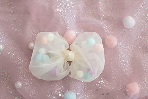 Summer Crystal 3Pcs Stars Tulle Large Bow Hair Clips - For Girls and Women - Ideal Hair Accessory for Birthdays, Daily Wear, Holidays, and Parties (3Pcs Stars Tulle GPP)