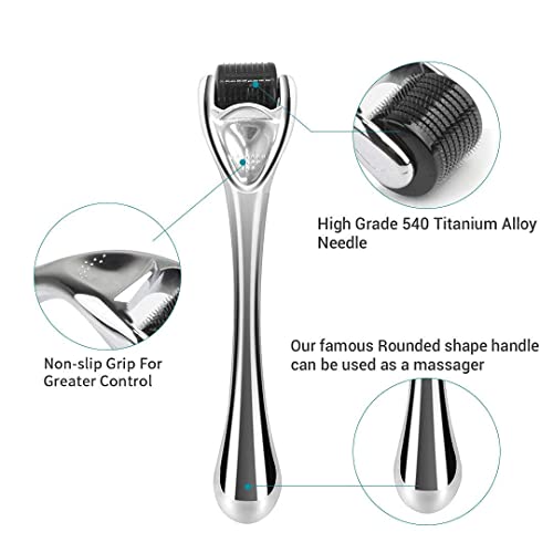 Derma Roller for Beard - Diougens Lee 540 Titanium Microneedling Roller for Face Body - with Storage Case