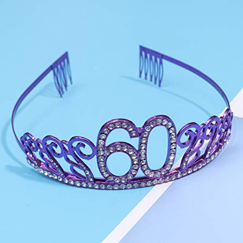 Beaupretty Womens Headbands Rhinestone Number, Elegant Crystal Birthday Princess Tiara with Comb Cake Decoration Accessories for Women Girls (Purple 60) Bride Gifts