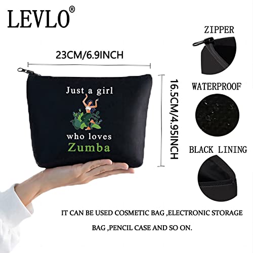 LEVLO Zumba Cosmetic Make Up Bag Fitness Dance Workout Gift Just A Girl Who Loves Zumba Makeup Zipper Pouch Bag (Loves Zumba Black)