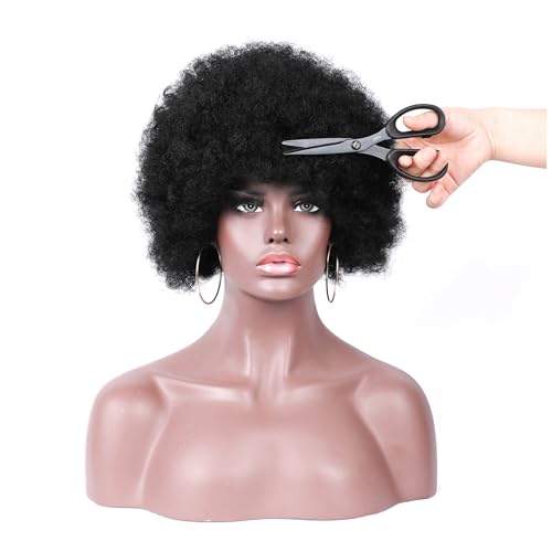 Kavsni Afro Curly Wigs for Black Women 70's Wigs for Daily Party Cosplay Costume Halloweeen Black Afro Wigs (1B)