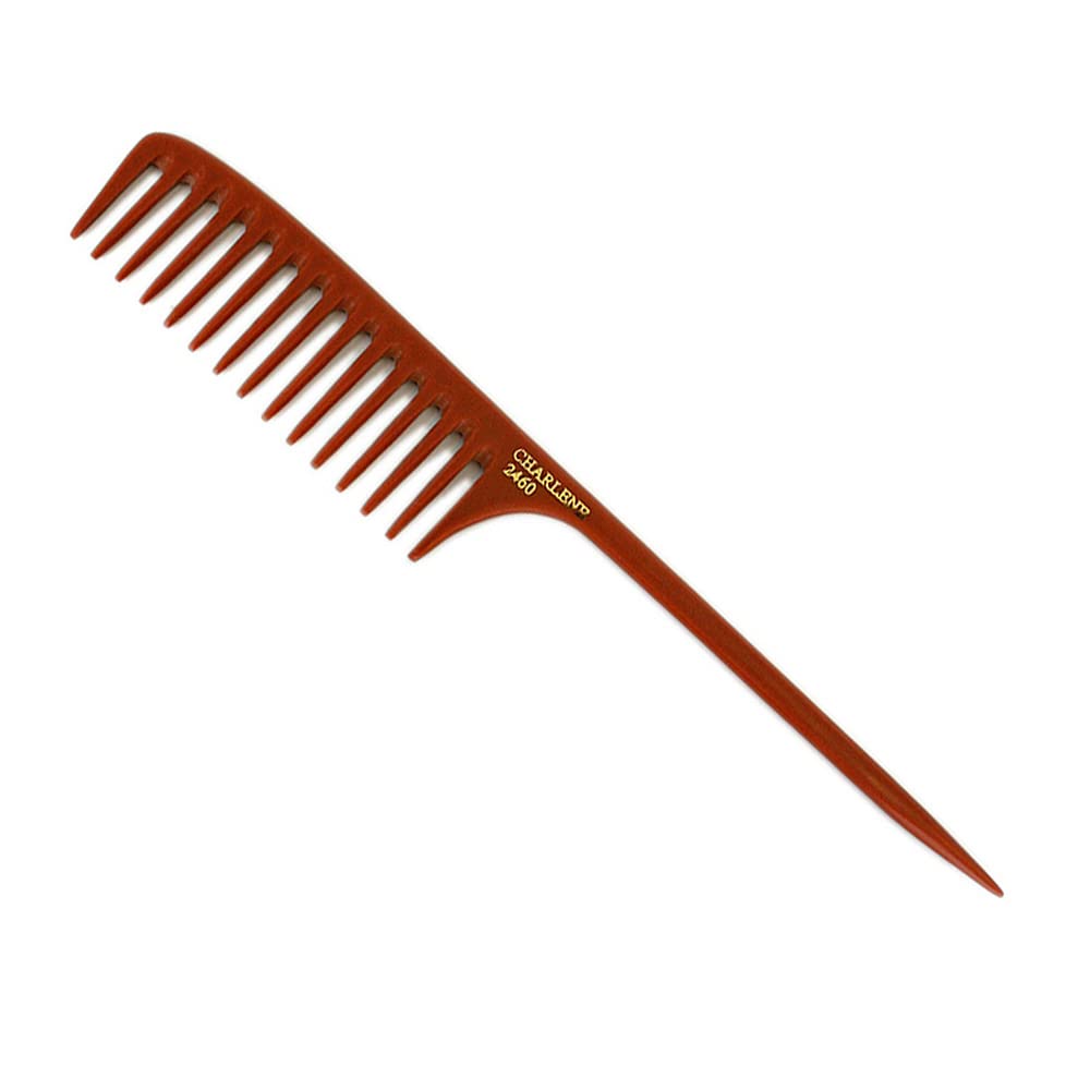 CHARLENE Bone Comb Chemical Heat Resistant Anti-Static Smooth Comb-out (#2460 Small Styling Rat-Tail)