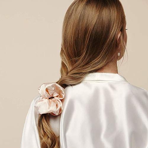 OLESILK 100% Silk-Scrunchie for Women, Silk Hair Scrunchies for Curly Hair, Silk Hair Ties, Elastics Ponytail Holder, 3 Piece