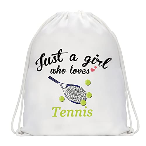 CMNIM Tennis Drawstring Bag for Her Tennis Players Gifts Tennis Lover Gifts Tennis Racquet Backpack Bags Small Sports Gym String Bags