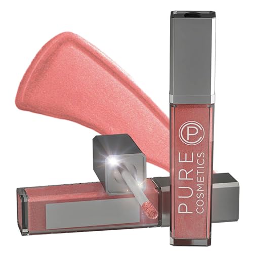 Pure Cosmetics Pure Illumination Lip Gloss - LED-lit Applicator w/Side Mirror - Non-Sticky, Moisturizing & Hydrating Lip Glosses - Soothes & Heals Dried Chapped Lips (Wine Berry)