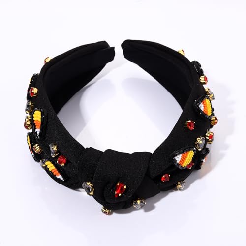 MOLOCH Halloween Headband Spooky Pumpkin Candy Corn Knotted Headband Crystal Headband Halloween Costume Hair Accessories