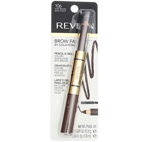 Revlon Brow Fantasy Pencil & Gel, Dark Brown [106], 1 ea (Pack of 3)