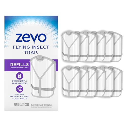 Zevo Flying Insect Trap Refill Cartridges, Fly Trap, Fruit Fly Trap (12 Refill Cartridges)