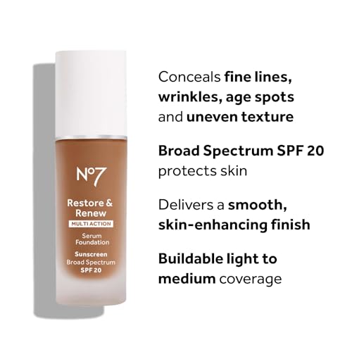 No7 Lift & Luminate Triple Action Serum Foundation - Liquid Foundation Makeup with SPF 15 for a Dewy, Glowy Base - Radiant Serum Foundation for Mature Skin - Dune (1 Fl Oz)