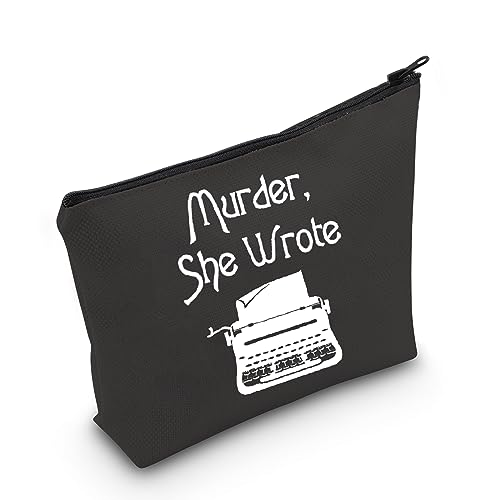 POFULL Murder TV Show inspired Gift Jessica Fletcher Fan Gift Murder Cosmetic Bag (Black She Wrote Bag)