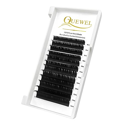 QUEWEL Eyelash Extension Supplies 0.20 D Curl Mix-8-14mm Classic Individual Lash Extensions|Optinal 0.03/0.05/0.07/0.10/0.15/0.20 C/D Single 8-25mm Mix 8-14mm 15-20mm 20-25mm|(0.20 D MIX-8-14mm)