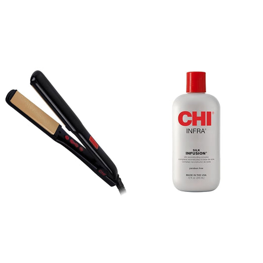 CHI G2 Professional 1 1/4" Titanium Ceramic Flat Iron up to 425°F + CHI Silk Infusion 12 oz Hair Treatment