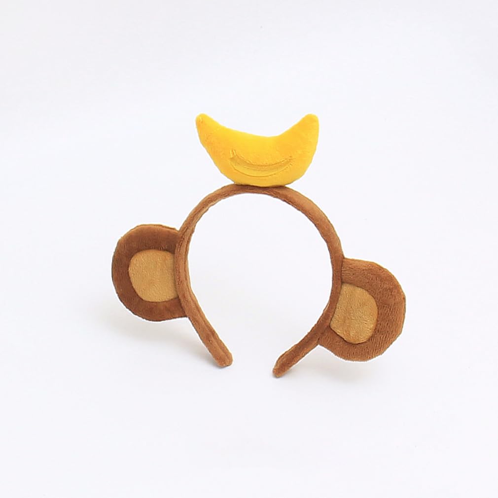 Women Cartoon Hair Accessories Cute Yellow Banana Brown Monkey Ears Headbands Girl Animal Big Ear Hairbands Festive Funny Props Hair Clips