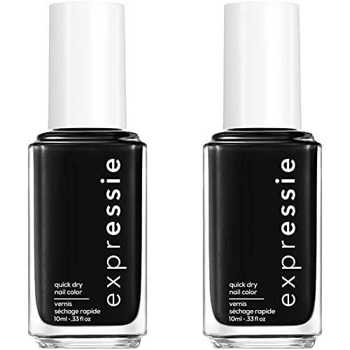 Essie expressie, Quick-Dry Nail Polish, 8-Free Vegan, True Black, Now Or Never, 0.33 fl oz (Pack of 2)