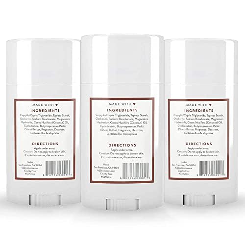 Native Deodorant Contains Naturally Derived Ingredients, 72 Hour Odor Control | Deodorant for Women and Men, Aluminum Free with Baking Soda, Coconut Oil and Shea Butter | Coconut & Vanilla, 3-Pack