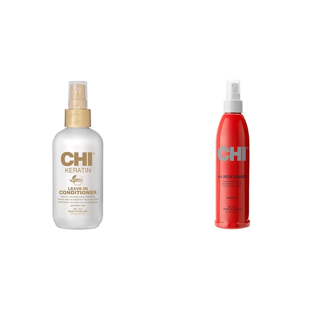 CHI Keratin Leave-In Conditioner (6 Fl Oz) 44 Iron Guard Thermal Protection Spray (8 Fl Oz) Bundle