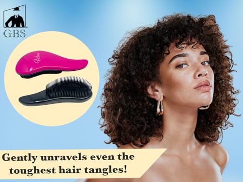 G.B.S Wave Multi-Function Glide Thru Brush Unisex Man and Women Long or Short Hair - Dense Black Bristles to Remove Knots, tangles Silky Smooth Finish.