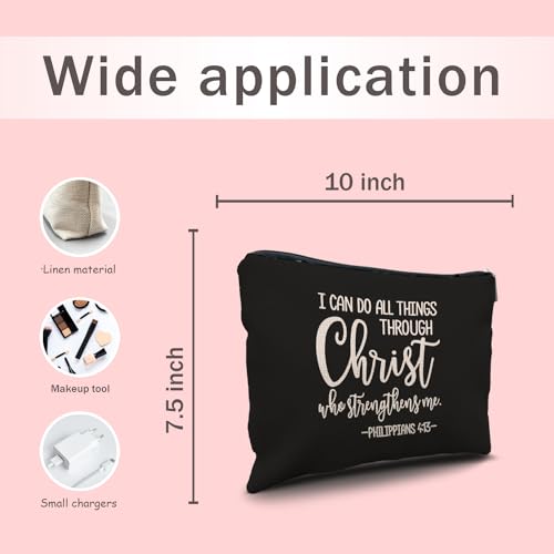 Nogrit Christian Inspirational Makeup Bag Cosmetic Bags for Women, Christian Gifts for Women Faith, Religious Bible Verse Small Makeup Cosmetic Bag for Purse, Floral Makeup Bag, Romans 15:13