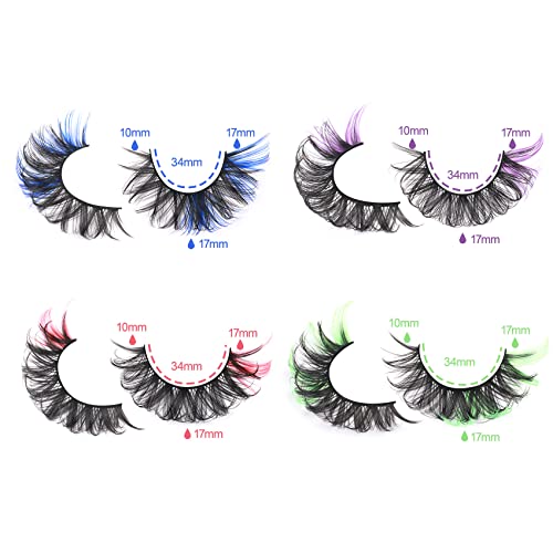 Colored Eyelashes Fluffy Eye Lashes with Color Colorful D Curl Strip Lashes Look Like Extensions 5D Mink Natural Wispy Salon Perfect False Eyelashes Pack 8 Pairs By Goddvenus