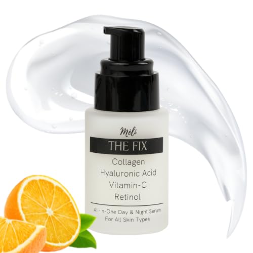 MÈLI The Fix 4-in-1 Anti Aging Face Serum Moisturizer with Collagen, Hyaluronic Acid, Vitamin-C and Retinol, Day & Night Formula