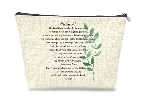 Udinaz Christian Gifts for Women Girls,Bible Verse PSALM 23 The Lord is My Shepherd Cosmetic Bag Gift Idea for Women Girls,Christian Travel Makeup Bag,Christian Gifts for Women Faith Girls