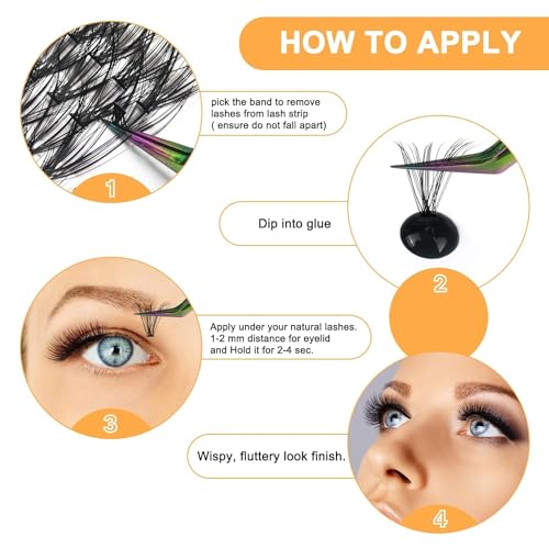 Lash Clusters 40D-C-13 LASH Individual Lashes 280 Clusters False Eyelash 10D 20D 30D 40D Lash Clusters Extensions Individual Lashes Cluster DIY Eyelash Extensions at Home (40D-C,13MM)