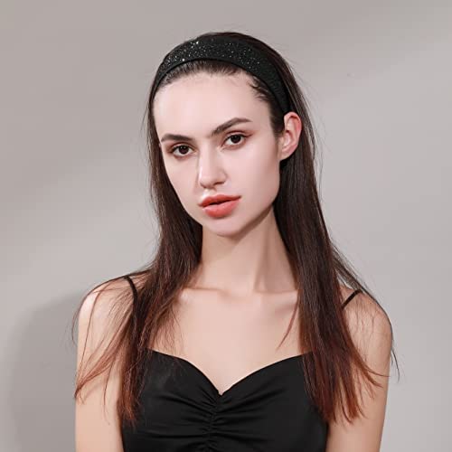 Natalie Mills Grace Headband in Black! Glamorous Headbands for Ladies! Top Trending Hair Accessories. Rhinestone & Pearl Headbands