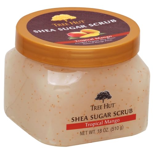 Tree Hut Shea Sugar Scrub Tropical Mango, 18oz, Ultra Hydrating and Exfoliating Scrub for Nourishing Essential Body Care