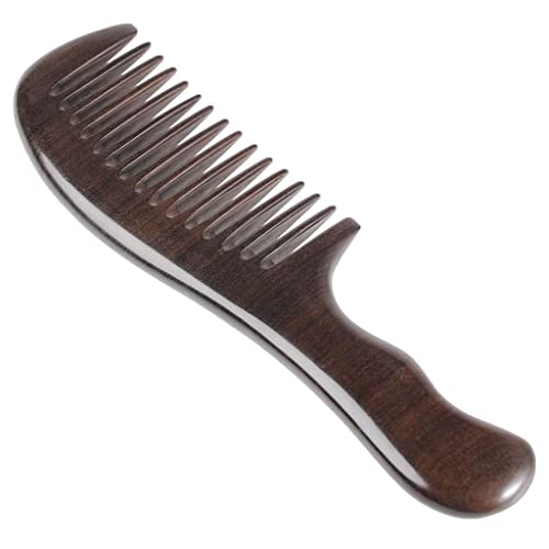 Onedor Handmade 100% Natural Chacate Preto Wood Hair Combs - Anti-Static Sandalwood Scent Natural Hair Detangler Wooden Comb (Oval Fine Tooth)