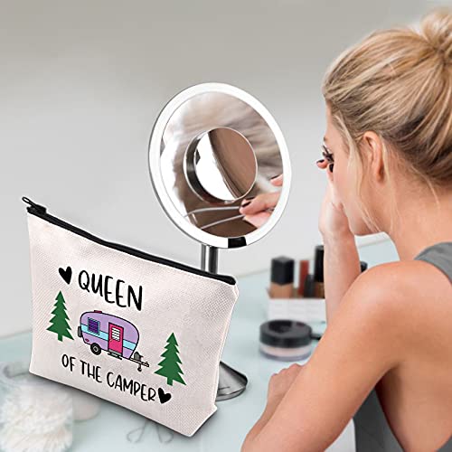 WCGXKO Camping Gift Queen Of Camper Zipper Pouch Makeup Bag Camper Gift for Women (Queen Of Camper)