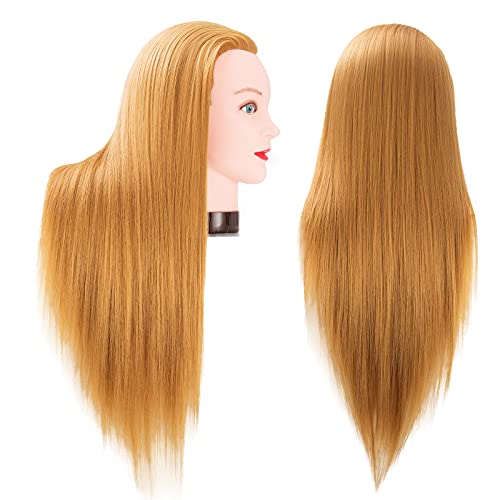 Stancia Mannequin Head with Hair,24"-26" Hair Styling Training Head, Manikin Cosmetology Doll Head, Synthetic Fiber Hair, Hairdressing, Training Model Head with Stand (Colored)