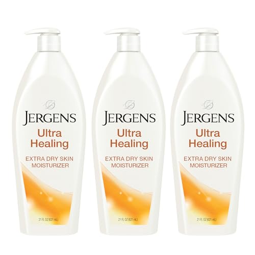 Jergens Ultra Healing Dry Skin Lotion, Hand and Body Moisturizer for Quick Absorption into Extra Dry Skin with Hydralucence Blend, Vitamins C, E and B5, White, 21 Oz, 3 Count