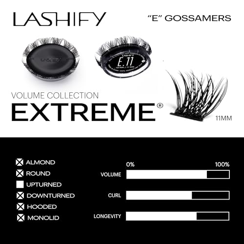 Lashify Extreme 10mm Gossamer DIY Eyelash Extensions Refill, Black, Easy False Lashes To Add Tremendous Volume