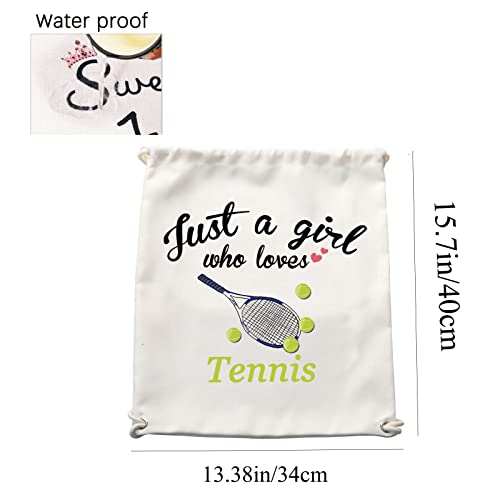 CMNIM Tennis Drawstring Bag for Her Tennis Players Gifts Tennis Lover Gifts Tennis Racquet Backpack Bags Small Sports Gym String Bags