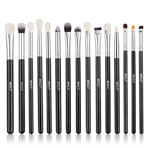 BEILI Eye Makeup Brushes 15pcs Eyeshadow Brushes Soft Synthetic-Natural Hair Eye Shadows Blending Concealers Eyebrow Eyeliner Professional Make Up Brushes Set