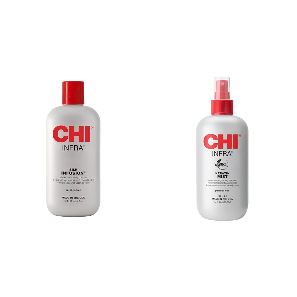 CHI Silk Infusion, 12 FL Oz (Pack of 1), Packing May Vary & Keratin Mist,12 Fl Oz