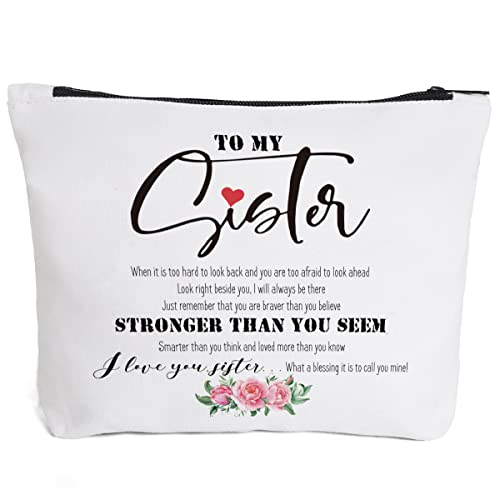 Fokongna To My Sister Gifts, Sister Birthday Gifts from Sister?Friends, Sister Gifts from Sisters- I Love You Sister-Sister Makeup Bag, for Birthday, Graduation Best Friends Ever Personalized